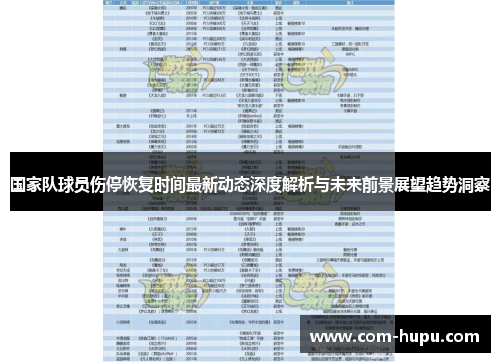 国家队球员伤停恢复时间最新动态深度解析与未来前景展望趋势洞察