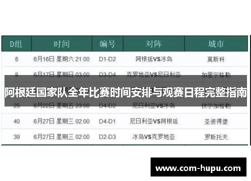 阿根廷国家队全年比赛时间安排与观赛日程完整指南